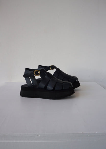 Woven Wedge Sandal | Navy | 5.5 F